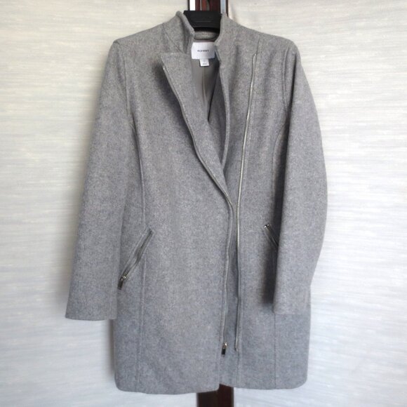 Old Navy Womens Soft Brushed Longline Gray Moto Jacket Coat S Small - Picture 3 of 9